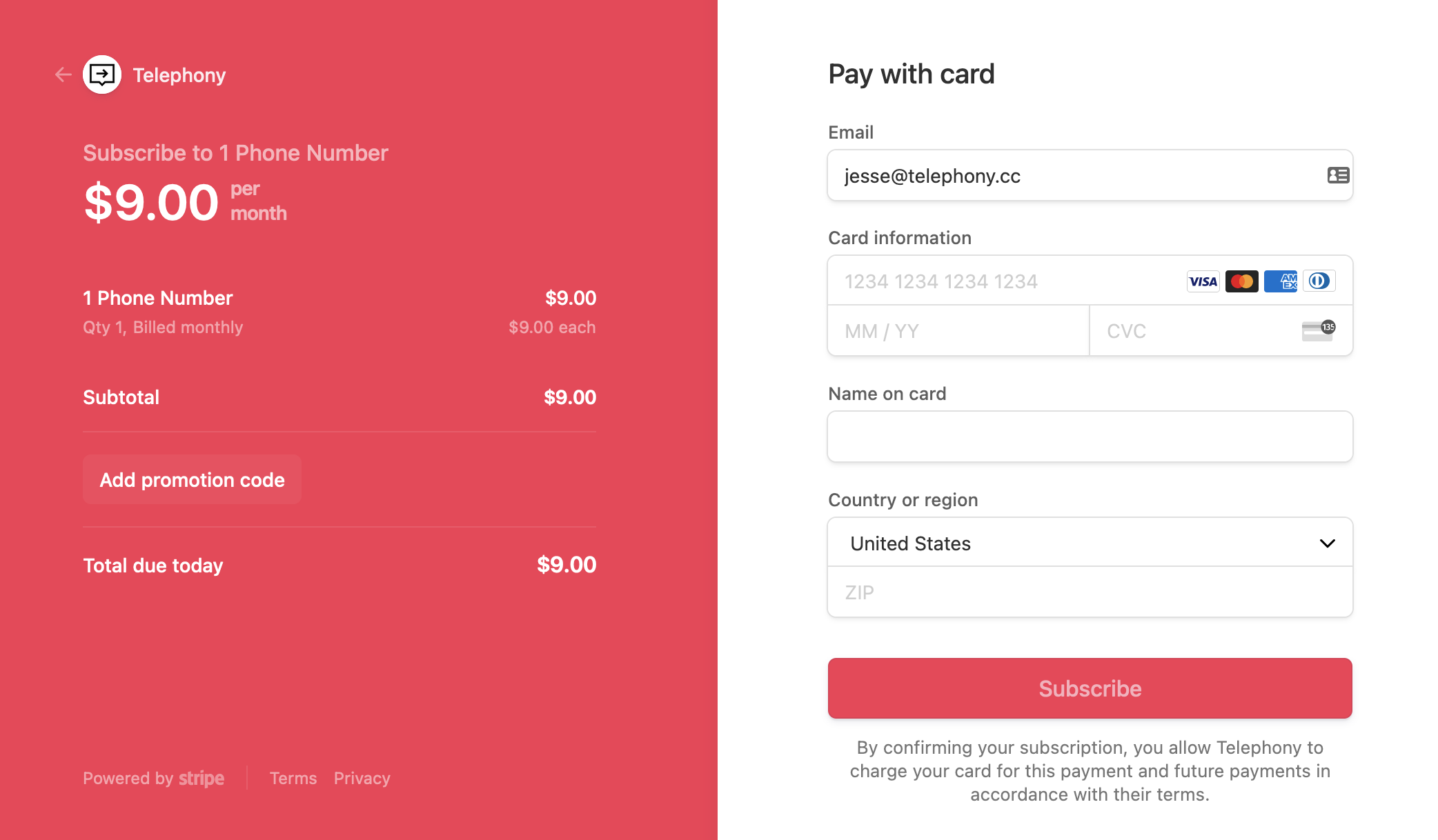 Image of the Stripe Customer Billing Portal